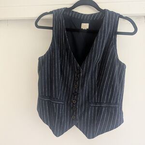 Striped Navy Vest with Buttons